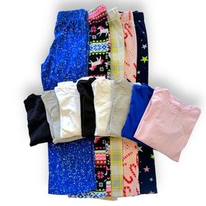 LOT of Girls Size 7/8 Pajama/Lounge Clothes - Land’s End, Old Navy, 21” Inseam